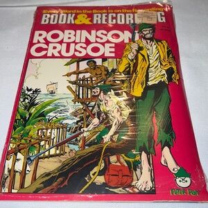 Robinson Crusoe vintage book and record new old stock